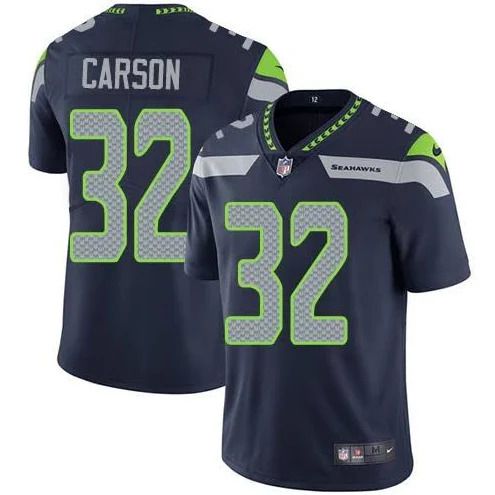 Men Seattle Seahawks 32 Chris Carson Nike Navy Vapor Limited NFL Jersey